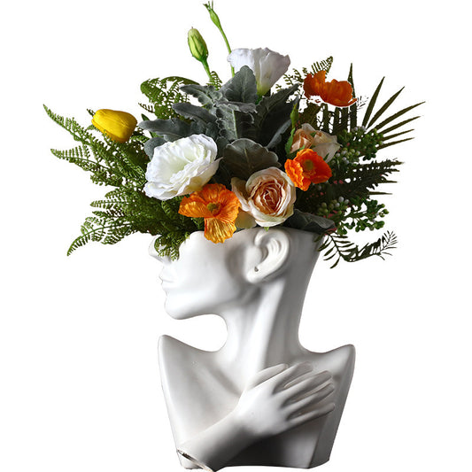 Nordic Ceramic Vase Half Body Flowerpot Decor