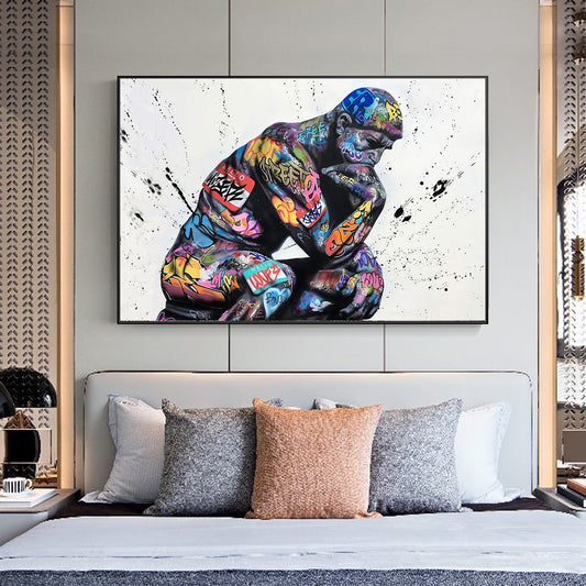Thinker Man Wall Art Abstract Poster Painting