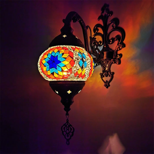 Stained glass design multi-colored Iron Wall Lamp