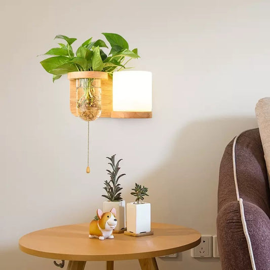 Planter Wooden glass vase Wall Lamp